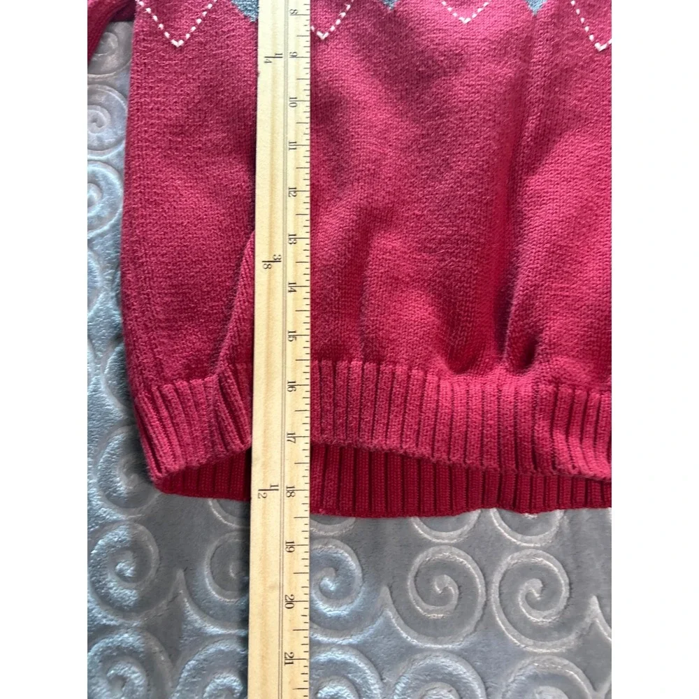 Gymboree Kids Red Argyle‎ Quarter Zip Sweater Size 6 Cotton